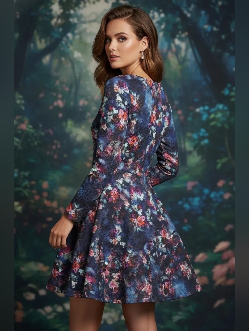 Bebe Floral Size M Medium Dress Long Sleeve